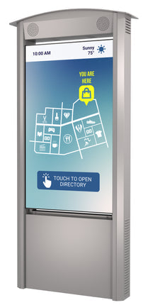 Peerless-AV KOP55XHB-SA  - Smart City Kiosk with 55" Xtreme™ High Bright Outdoor Display (Silver with Speakers) PEERLESS