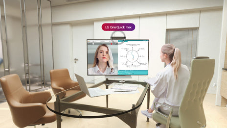 LG 43HT3WJ-HT | 43” One:Quick Flex All-in One Meeting & Screenshare Solution for Video Conferencing & Collaboration + desktop stand LG