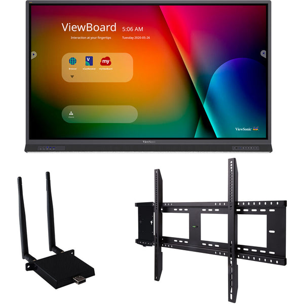 ViewSonic IFP7552-E1 - 75" 4K Touch Enabled ViewBoard Smart Display with WiFi Adapter and Fixed Wall Mount VIEW
